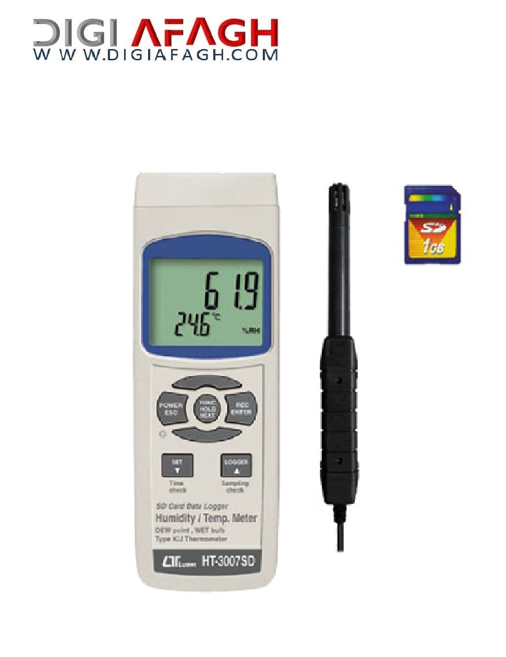رطوبت سنج دیجیتال با قابلیت اتصال کارت حافظه HT-3007SD