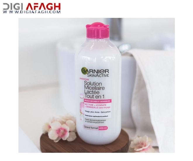 میسلار واتر مدل شیری حجم 400 میل مخصوص پوست حساس و خشک، چشم لب صورت محصول گارنیر