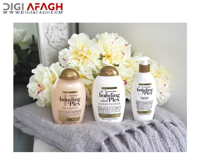 نرم کننده مدل باندینگ پلکس موهای رنگ شده، دکلره شده و آسیب دیده 385ml محصول او جی ایکس (OGX)