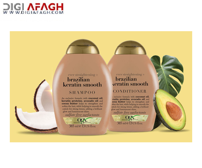 نرم کننده کراتین مدل برزیلی بدون سولفات، صاف کننده ۳۸۵ میل محصول اوجی ایکس (OGX)