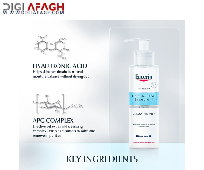 شیرپاکن آرایش مدل Hyaluron حجم 200 میل آبرسان و مخصوص پوست های خشک و حساس محصول اوسرین Eucerin
