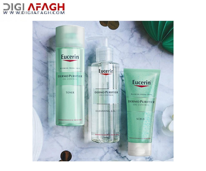 اسکراب پوست چرب و جوش دار مدل پیوریفایر حجم 100 میل کنترل چربی و پاکسازی منافذ محصول اوسرین Eucerin